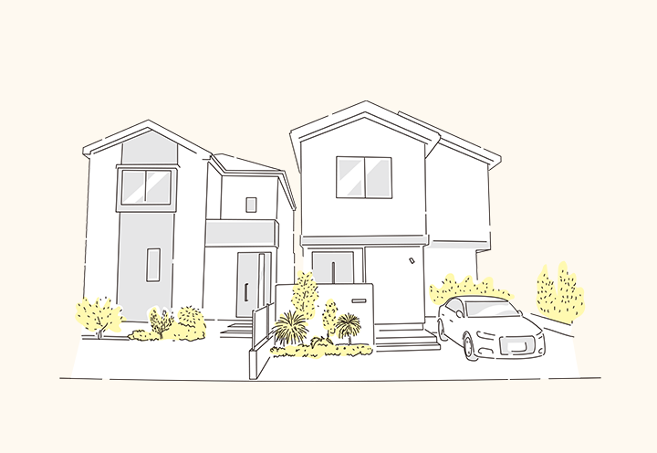 住宅外観の線画イラスト